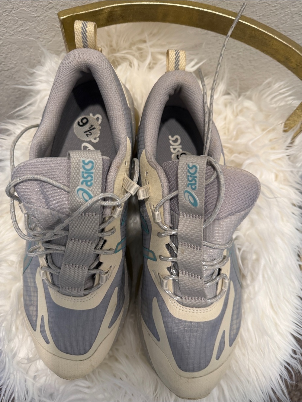 ASICS Gray Cream Teal Gel Athletic Sneakers | Women’s Size 9.5